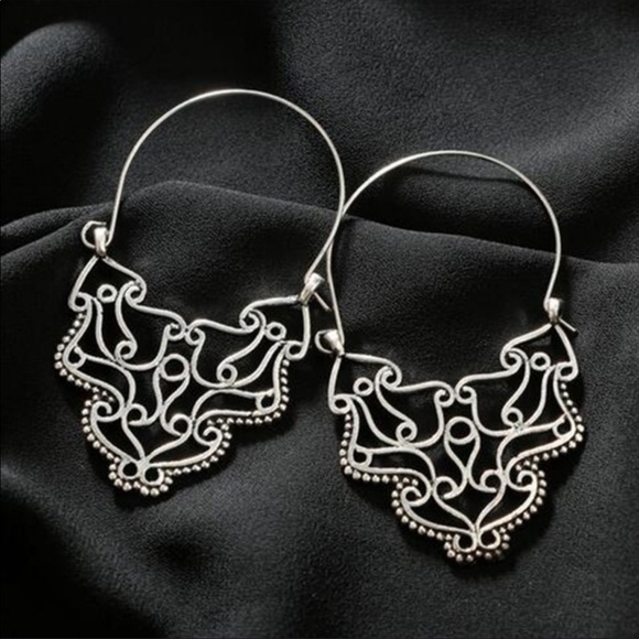 Bohemian mandala dangle earrings large - Picture 2 of 2